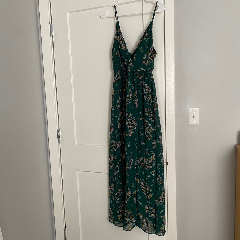 [LAST CHANCE] Floral Dark Green Maxi Dress Size 2 - perfect for 5'4"